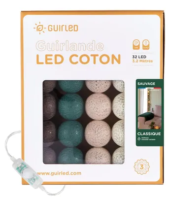 Lichterkette mit 32 Baumwollkugeln, USB, 3 Intensitäten, 3,2 m