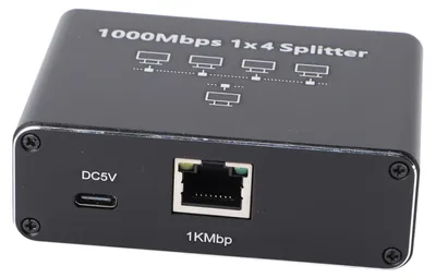 Obrázek produktu pro Rozbočovač s konektorem RJ45 a napájecím kabelem USB – vysokorychlostní gigabitový ethernetový rozbočovač 1000 Mb/s pro počítače, televizory a herní konzole (1 na 4)