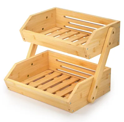 Obstkorb aus Bambus, 2-stufig, 30,5 x 27 cm, für Küche