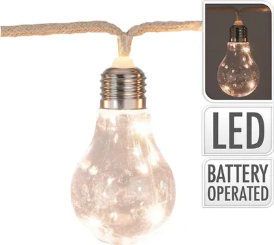 Image de Guirlande à Batterie. 10 Ampoules A 3 Leds 2,55m