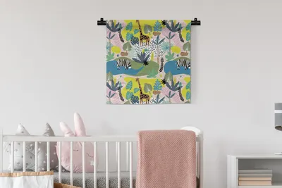 Produktbild von MuchoWow® Wandteppich Wandbehang Dschungel - Tiere - Pflanzen - Farben 60x60 cm Tapisserie Dekoration Wandtuch - Dekorationen - Wand Decke
