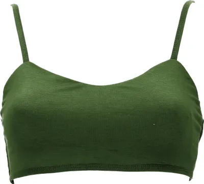 Produktbild von Goa Psytrance Bikini Top, Boho Top, Pixi Yoga Bra - Olivegrün, Damen, Elasthan,Viskose, Größe: S/M