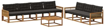Produktbild von vidaXL Outdoor-Sofagarnitur mit Kissen 8 pcs Natürlich und Schwarz