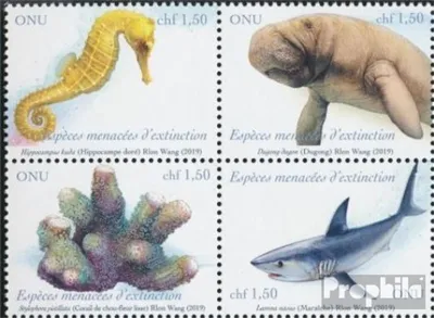 Produktbild von Briefmarken UNO - Genf 2019 Mi 1074-1077 Viererblock (kompl.Ausg.) gestempelt Gefährdete Arten