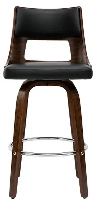 Produktbild von Miliboo - Vintage-Barhocker Schwarz und dunkles Holz GARBO
