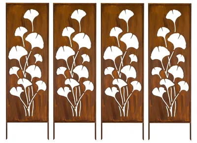 Produktbild von Sichtschutz Metall 4x - 160 x 50 cm - Edelrost - Rostoptik Sichtschutz für Garten - Sichtschutzelement - Sichtschutzwand - Gartendekoration Zaun Rost