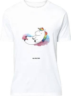 Produktbild von Mr. & Mrs. Panda T-Shirt Einhorn Wolke 7 - Weiß - Geschenk, mit Spruch, Einhörner, Verliebt, Lustig, Unicorn, Tshirt, Shirt, Menschen, Oversize, Lustiges