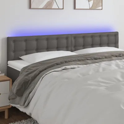 Produktbild von vidaXL LED Kopfteil Grau 180x5x78/88 cm Kunstleder - LED Kopfteil - LED Kopfteile - Kopfteil - Bett-Kopfteil