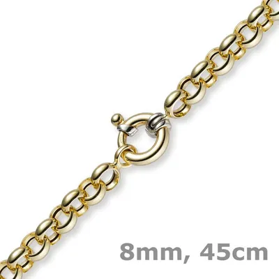 Produktbild von 8mm Kette Collier Erbskette Halskette, 585 Gold Gelbgold, 45cm, Uni
