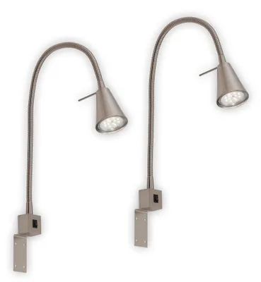 Immagine prodotto di 2 x lampada da parete flessibile a LED con interruttore GU10 5W 400lm nichel opaco
