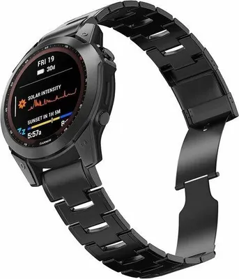 Produktbild von By Qubix Titanium Gliederarmband - Schwarz - passend für Garmin Fenix 9 / 9 pro - 51 mm