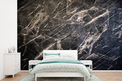 Produktbild von MuchoWow® Fototapete für Wohnzimmer oder Schlafzimmer Wandtapete Vinyl Motivtapete Marmor - Schwarz - Weiß - 390x260 cm - Papiertapete
