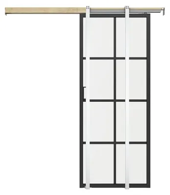 Produktbild von Versenkbare Doppelschiebetüren aus Aluminium und satiniertem Einscheiben-Sicherheitsglas - 2 x H 205 x B 73 cm - WILDEN II