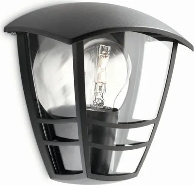 Image de Applique murale Philips myGarden Creek, 60 W, E27, sans ampoule, éclairage mural d'extérieur, noir, métal, IP44, jardin, terrasse, II