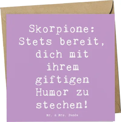 Produktbild von Mr. & Mrs. Panda Klappkarte Spruch Skorpion Humor - Lavendeltraum - Geschenk, anlasskarte, giftig, Sternzeichen, Leidenschaft, Tierkreiszeichen, Geschenke, Astrologie