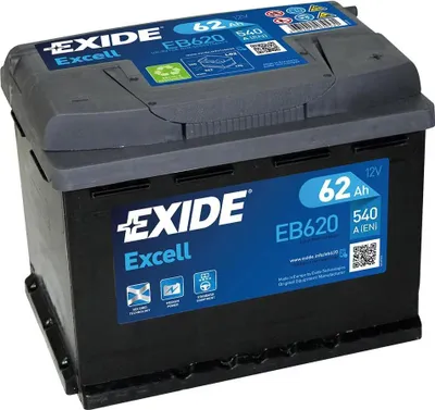 Produktbild von Exide Excell EB620, 62 Ah, 12 V, 540 A, Auto, Wartungsfrei, Rechts platziert