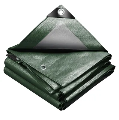 Produktbild von Abdeckplane Gartenmöbel Abdeckung - Polyethylen 240 g/m² - Wasserdicht - Grün und Silber - 4 x 8 m - Für Garten und Terrasse