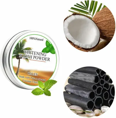 Obrázek produktu pro 2 kusy aktivního uhlí pro bělení zubů Organický prášek z kokosových skořápek 15g