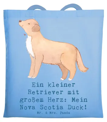Produktbild von Mr. & Mrs. Panda Tote Bag Nova Scotia Duck Herz - Sky Blue - Geschenk, großes, kleiner Retriever, loyaler Hund, Tasche, Jutebeutel, Hunderasse, Hunderassen, Shopping