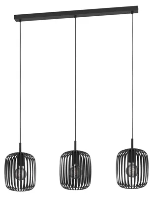 Immagine prodotto di Lampadario A Sospensione Minimal Romazzina Lineare Acciaio Nero 3 Luci E27
