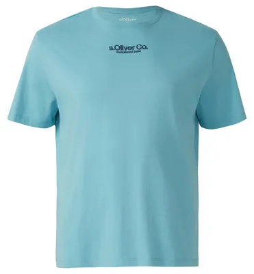 Produktbild von s.Oliver Übergrößen Basic-T-Shirt hellblau Logoprint