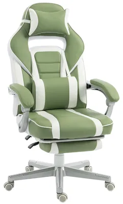 Imagen del producto de Silla de juego - Silla de oficina ergonómica - Respaldo reclinable - Altura ajustable - Reposapiés extensible - Soporte lumbar y reposacabezas - Giratoria - Estructura de metal - Color marrón