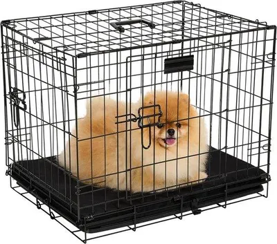 Produktbild von Hundebox – Tiergehege – Sicherer Ruheplatz – Doppeltürig – 61 x 43 x 49 cm – Schwarz