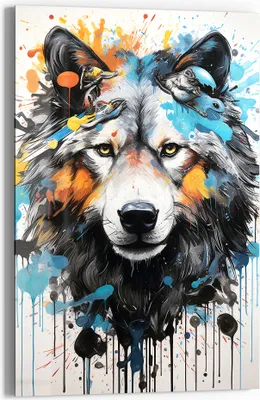 Produktbild von DEQOART Glasbild Echtglas 60x90 cm 'Wilder Farbgeist' Wandbild Bild modern Deko