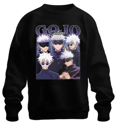 Produktbild von Gojo Satoru Jujutsu Kaisen Augenbinde weißes Haar Anime Sweatshirt Pullover, Schwarz, S