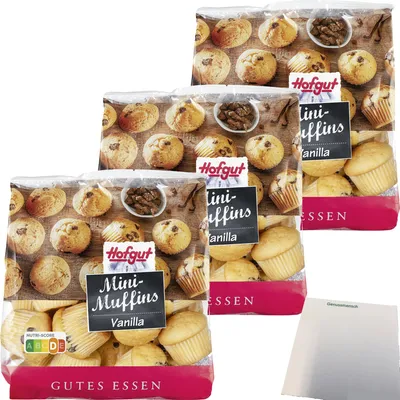 Produktbild von Hofgut Mini Muffins Vanille 3er Pack (3x225g Beutel) + usy Block