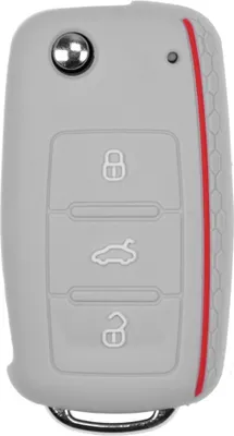 Produktbild von Auto Schlüssel Hülle Silikon Schutz Cover im Wabe Design Grau kompatibel mit VW SEAT Skoda Golf 6 Octavia UP Leon ab 11/2009 3 Tasten Klappschlüssel