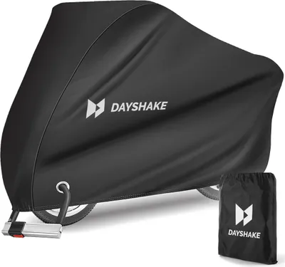Produktbild von Dayshake Fahrradabdeckung für 1/2 Fahrräder - Luxus Fahrradabdeckung - Wasserdichtes 210D Polyester Schwarz - Inklusive Aufbewahrungstasche