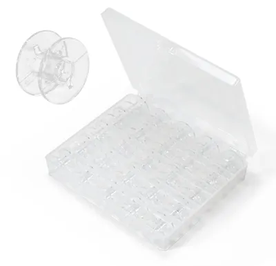 Nähmaschinenspulen, 25 Stück, transparent, mit Box, universell