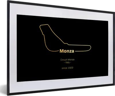 Produktbild von MuchoWow® Gerahmtes Poster Monza - Formel 1 - Rennstrecke 60x40 cm - Poster mit Schwarzem Bilderrahmen Wandposter Rahmen Foto Bilder - Schlafzimmer - Plakat in Rahmen - Drucken