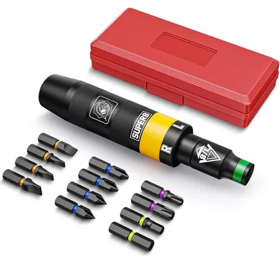Productafbeelding van Schroefset met slagmoersleutel, 3/8 inch, 13-delig, inclusief bits voor schroefverwijdering en reparaties