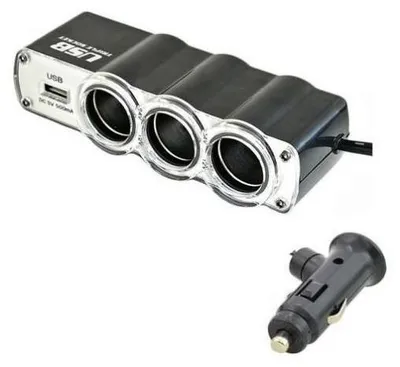 Produktbild von 12V/24V Zigarettenanzünder-Splitter mit 3 Buchsen und USB