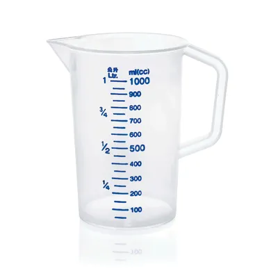 Obrázek produktu pro Odměrka - kapaliny do 1 litru - stupnice 100 ml - plastová - s hubičkou