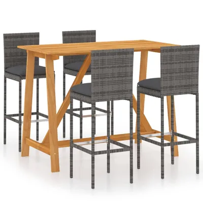 Produktbild von 5-tlg. Gartenbar-Set mit Kissen Grau