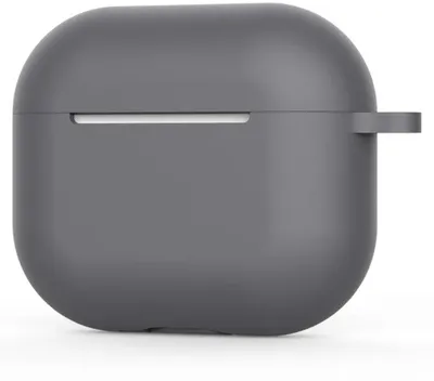 Image de Étui gris foncé pour AirPods – Compatible avec les AirPods 3 – Coque de protection en silicone avec mousqueton – Étui pour AirPods – Compatible avec les Apple AirPods – Avec mousqueton – Gris – CHPN