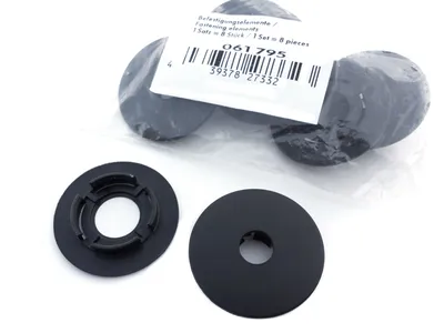 Image de 4x fixation ronde par bouton-pression adaptée aux tapis de sol VW Audi Skoda Seat Ford (4 parties supérieures et 4 parties inférieures)