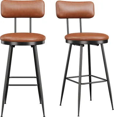 Produktbild von ProximaX Barhocker 2er Set, Barstuhl, Küchenstuhl, Tresenhocker, Design Hocker, mit Rückenlehne Fußstütze, gut gepolstert, aus Samt Metall, Braun