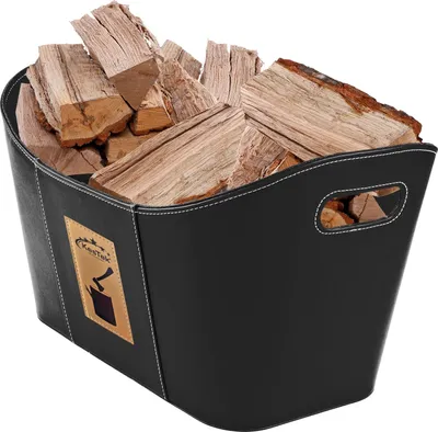 Immagine prodotto di Set Kestek con cesto per legna da ardere 5 cesti per legna da ardere in nero e accendifuoco Stabilo 1 kg