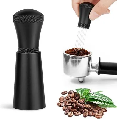Productafbeelding van Famanu espresso-roerder met 17 fijne naalden en een hoogwaardige handgreep - zwart
