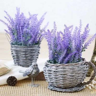 Produktbild von Set mit 10 violetten künstlichen Lavendelsträußen aus Kunststoff für Hochzeiten, Zuhause, Büro, Garten, Terrassendekoration