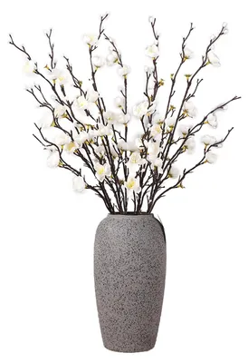 Künstlicher Pfirsichblütenzweig, 55 cm, weiß, Seidenblume, 1 Stück, Deko