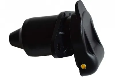 A black trailer socket is shown against a white background.