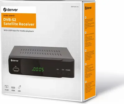 Obrázek produktu pro Denver DVBS-206HD HDTV přijímač, DVB-S2, Ethernet, Free-to-Air