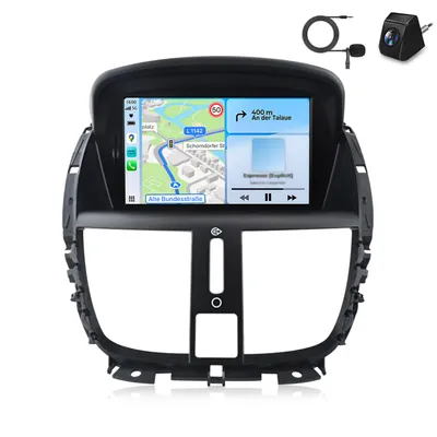 Obrázek produktu pro Autorádio s kamerou a mikrofonem pro Peugeot 207 (2006-2015), podpora CarPlay, Android Auto, Wi-Fi, GPS navigace, RDS, DSP, DAB+, Bluetooth, 7 palců, 64 GB