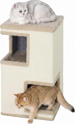 Imagen del producto de Jaula para gatos de 3 niveles, con 2 escondites para gatos de hasta 6 kg, color beige