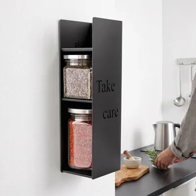 Image de Omgoods - Étagère murale noire mat avec trois compartiments ouverts, idéale pour l'entrée